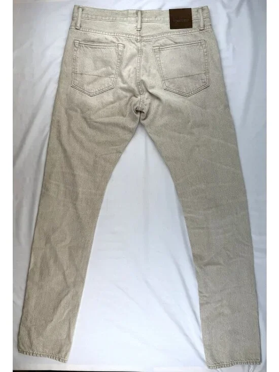 TOM FORD Cotton Blend Twill Slim Straight Jeans in Neutrals Size 32 - Picture 2 of 13